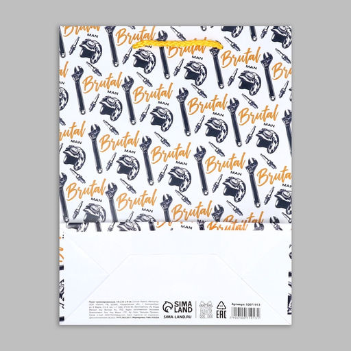 Цена за 2 шт. Пакет подарочный ламинированный, упаковка, Brutal man, MS, 23 х 18 х 8 см