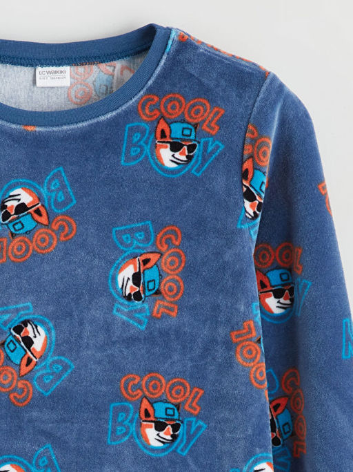 Bisiklet Yaka Kadife Erkek ?ocuk Pijama Tak?m?