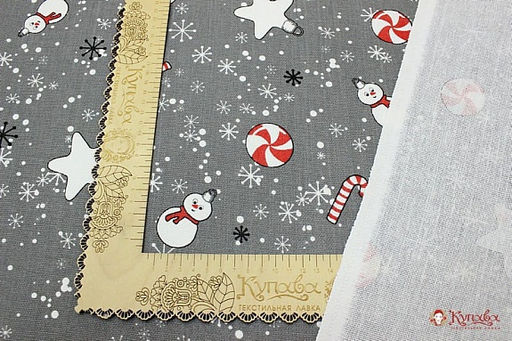 Рогожка Елочные игрушки цв.серый, СОРТ2, ш.1.5м, хлопок-100%, 165гр/м.кв - Купава фото 3