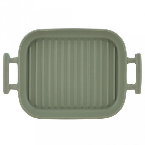 Форма для запекания керамическая "Модерн" 500мл, 21,5х18х3см, гриль, прямоугольная, 2 ручки, общая длина 27,3см, зеленый, в коробке (Китай)