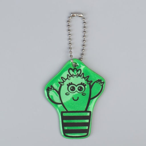 Цена за 4 шт. Светоотражающий элемент «Кактус», двусторонний, 6×4.6 см, зелёный