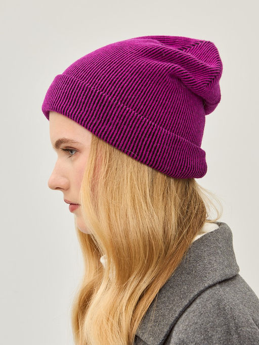 Шапка жен. виск+нейл+каш LB-A53067 fuchsia/black
