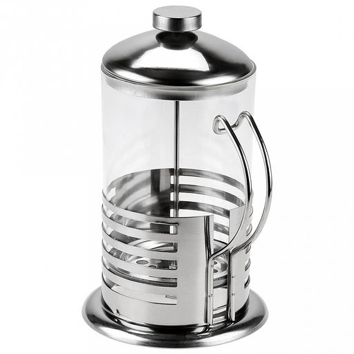 Френч-пресс корпус из нержавеющей стали "Полоски" 800мл, д9,6см h20,5см, стеклянная колба, в подарочной коробке (Китай)