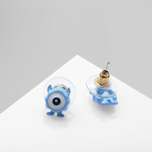 Серьги с эмалью Монстрики с рожками и ногами, цвет бело-голубой - Qf фото 2