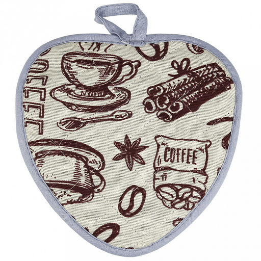 Прихватка с запахом 20х20см "Эспрессо, вид 1/1", форма "Клубника", рогожка 171г/м2, хлопок 100%, наполнитель - ватин 280г/м2, на пластмассовом подвесе, "Домашняя мода" (Россия)