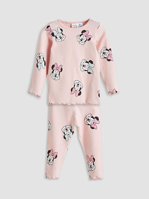 Minnie Mouse Bask?l? K?z ?ocuk Pijama Tak?m