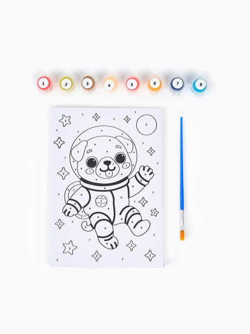 Картина по номерам «Мопс в скафандре», 21×15 см