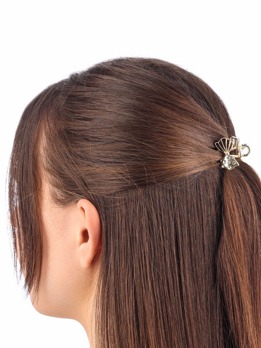 Цена за 6 шт. Крабик для волос «Оливия», бант, 2.5 см, золото