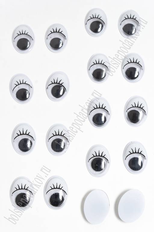 Фурнитура "Глазки овальные" 12*15 мм (100 шт) SF-3073, белые