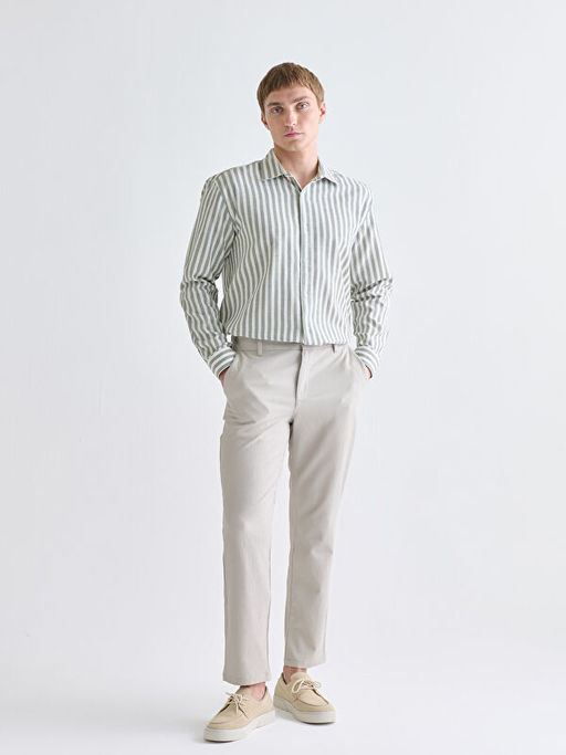 Regular Fit Uzun Kollu ?izgili Erkek G?mlek