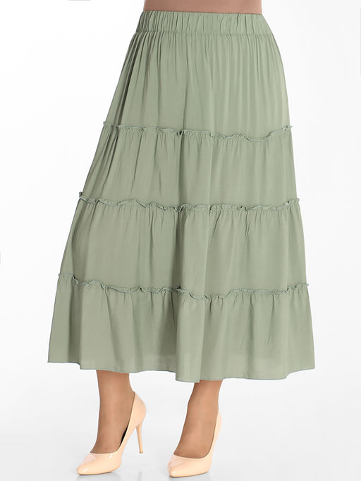 Юбка в стиле бохо из штапеля ярусная - Almond фото 16