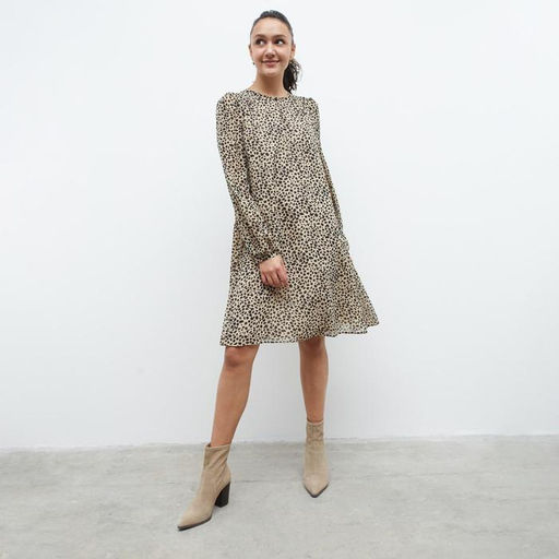Платье женское короткое MINAKU: Green trend, бежевое, размер 42