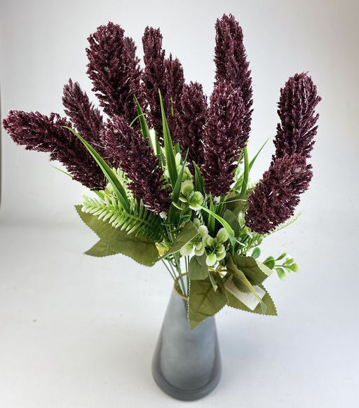 Цветной пырей, букет бордовый, 7 веточек 50см, пластик/ткань - Buro фото 2