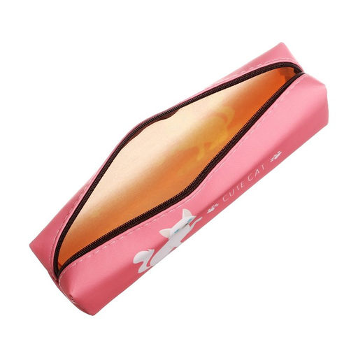 Пенал школьный «Кот» на молнии, розовый