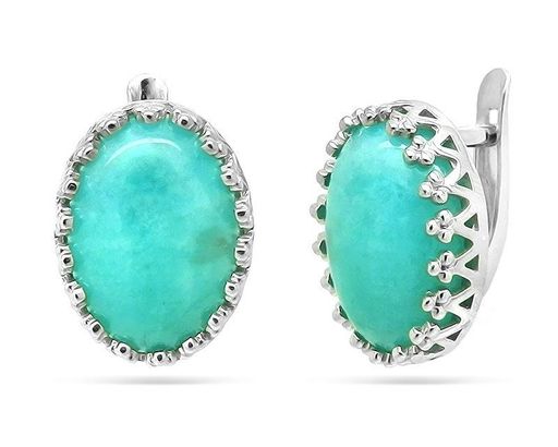 Серьги из серебра амазонит, СПН4064
