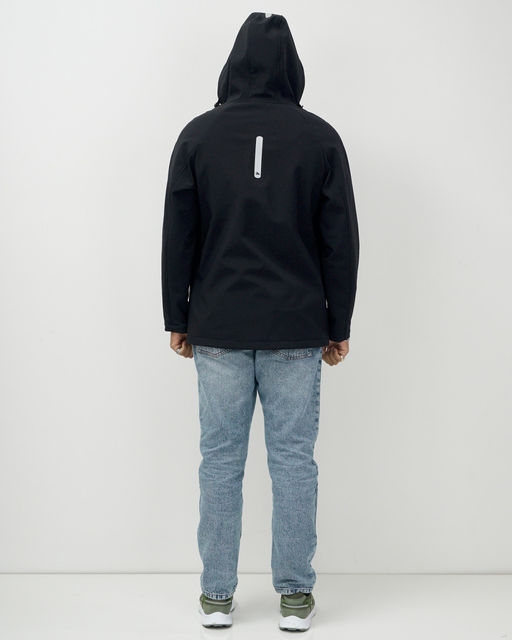 Ветровка спортивная мужская с капюшоном softshell черного цвета 9563Ch - Mtforce фото 6