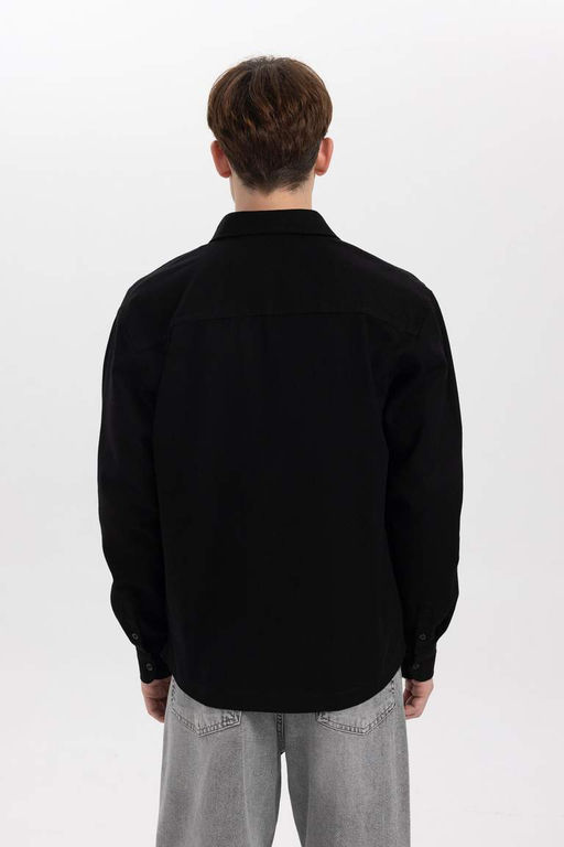 Хлопковая куртка-рубашка с длинными рукавами Relax Fit - Defacto фото 10