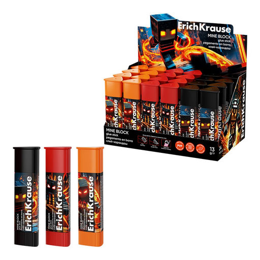 Клей-карандаш ErichKrause "Prism Mine Block" 13гр. (65004)