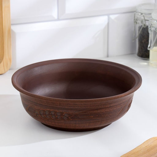 Тарелка глубокая «Колос», 700 мл., 6×18 см, красная глина