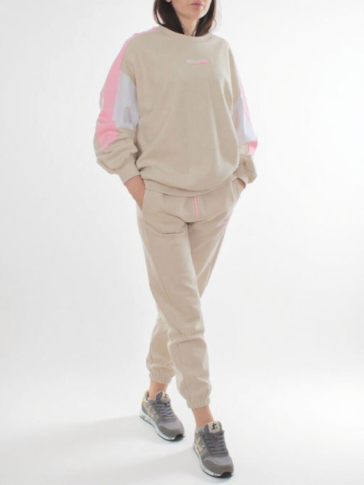 3160/3161 BEIGE/PINK Костюм спортивный женский (95% хлопок, 5% эластан)