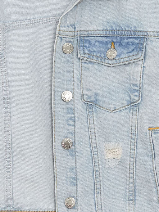 Basic Uzun Kollu K?z ?ocuk Jean Ceket