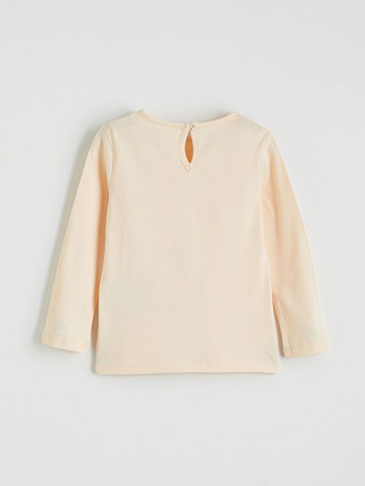 Bisiklet Yaka Nak?? Detayl? K?z Bebek Ti??rt