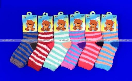 Цена за 12 пар. Носки детские травка махра ПОЛОСАТАЯ M 18-26 (12-13 см) - For you фото 3