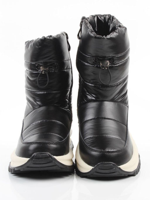 02-WA010-1M BLACK Сапоги Дутики зимние женские (натуральная кожа, курточная ткань, 100% шерсть) - Фабричный китай фото 6