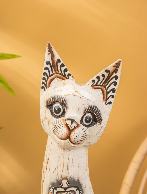 Сувенир «Кошка», белая, 60×12×6 см, дерево, МИКС