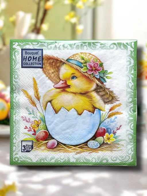 Салфетки бумажные Bouquet Home Collection Classic 33х33см, 3-х слойные, 20 штук в упаковке, 100% целлюлоза, Пасхальный сюрприз (Россия)  фото 9