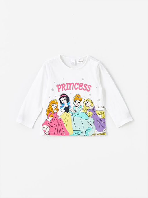 Bisiklet Yaka Uzun Kollu Cinderalla Bask?l? K?z Bebek Ti??rt ve Tayt 2li Tak?m - Waikiki фото 2