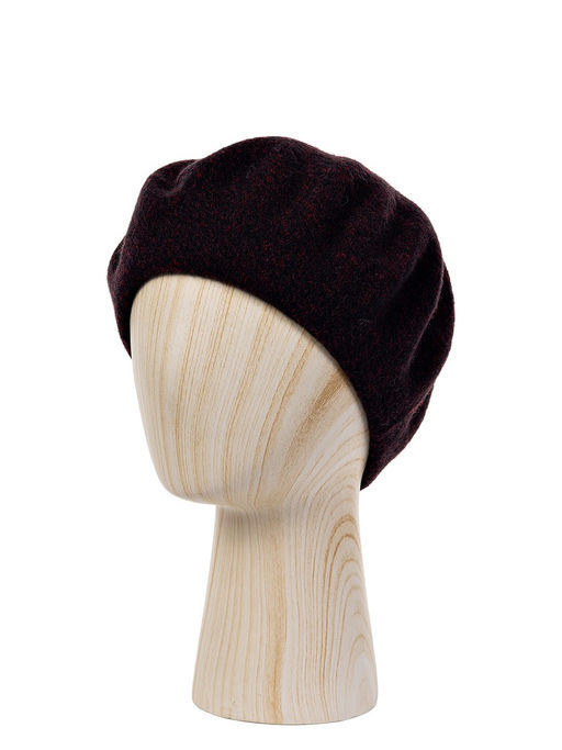 Берет жен. шерсть LB-N88709 black/bordo