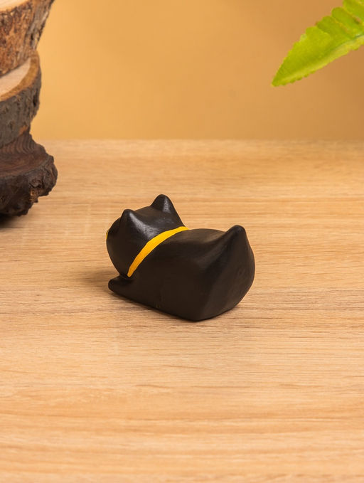 Сувенир «Чёрный кот охотник», 6×3×4 см, дерево