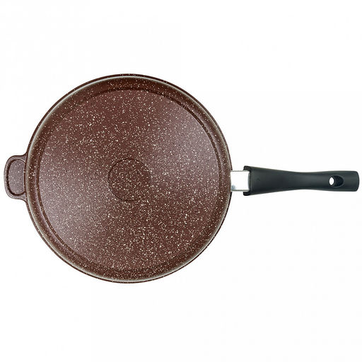 Сковорода с тефлоновым покрытием д28см "Шоколад", h7см, s0,42см, съемная ручка из термостойкого пластика (Россия)