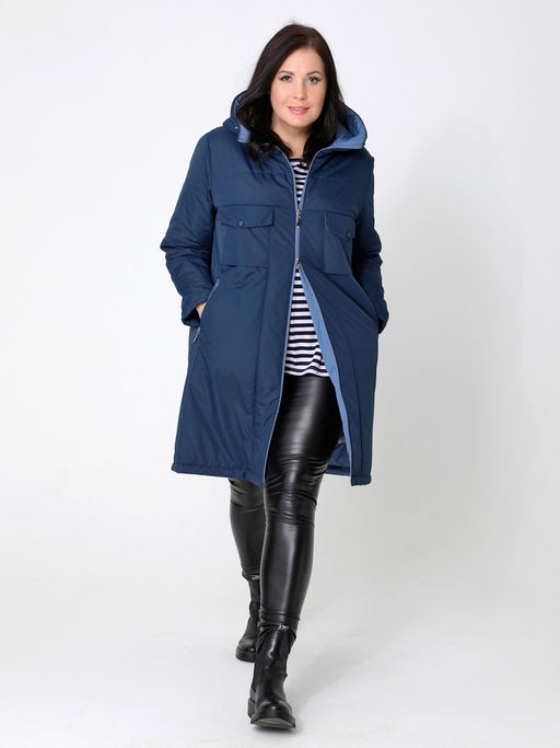 24108 Плащ утепл. т.синий