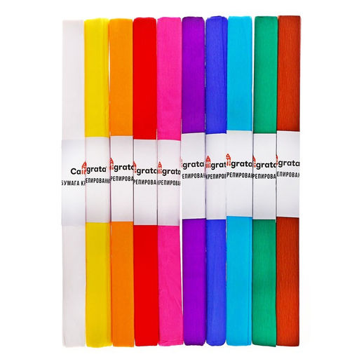 Набор бумаги крепированной «Плотная», рулон, 10 штук/10 цветов, 50×250 см, 32 г/м²