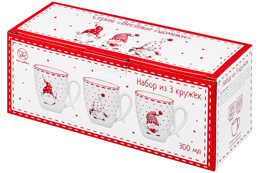 Набор 3 кружек 300 мл 10,5*8*9 см Весёлые гномики ручка петля - Elan gallery фото 9
