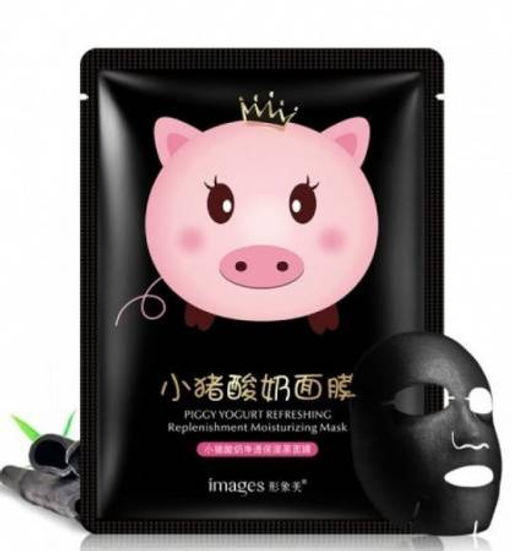 Images Piggy Yogurt Refreshing Replenishment Moisturizing Mask 25g - Очищающая увлажняющая черная маска-салфетка для лица на йогуртовой основе