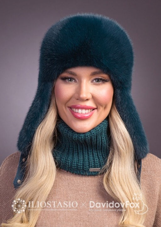 шапка Ушанка экомех изумруд - Davidovfox фото 3