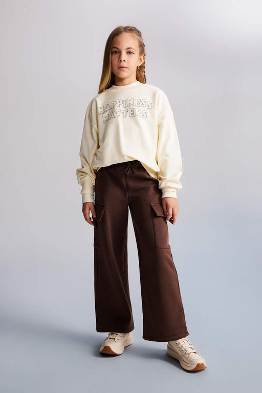 Толстовка обычного кроя с круглым вырезом для девочек - Defacto фото 3