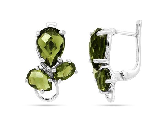 Серьги из серебра оливковая шпинель, Феруччо