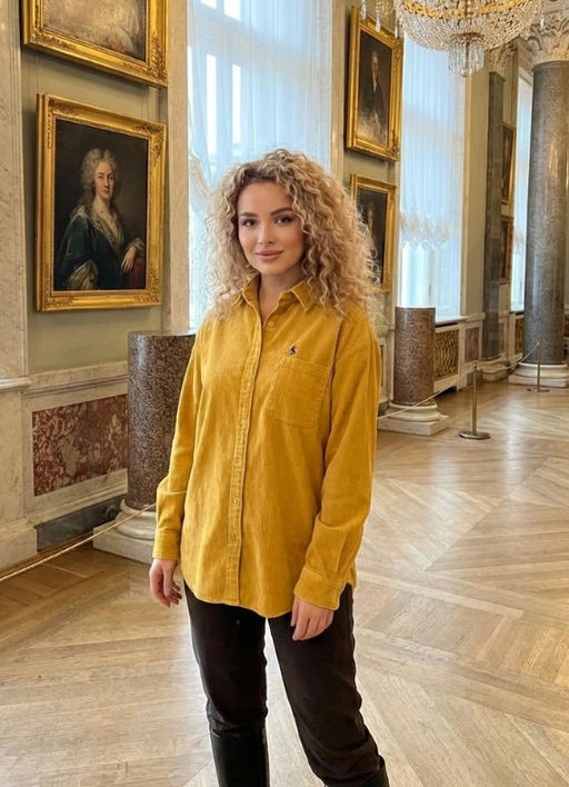 K13309 Вельветовая рубашка ГОРЧИЧНЫЙ