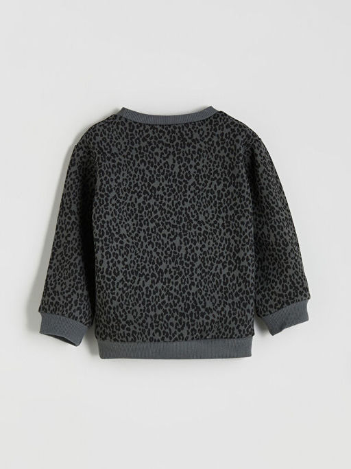 Bisiklet Yaka Bask?l? K?z ?ocuk Sweatshirt