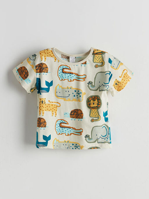 Dinozor Bask?l? Erkek Bebek Ti??rt ve ?ort 2li