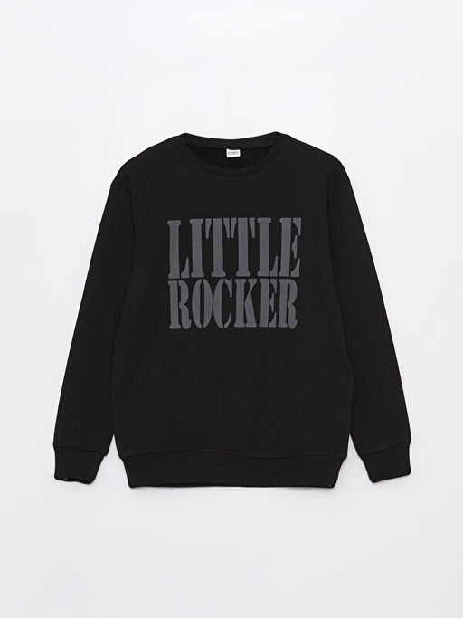 Rahat Kal?p Bisiklet Yaka Bask?l? Erkek ?ocuk Sweatshirt