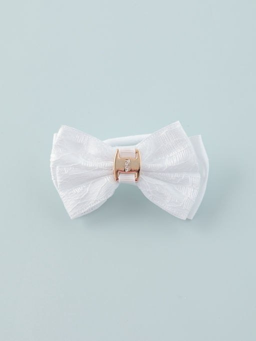 Цена за 6 шт. Бант для волос на резинке «Школьница», кружева, 7 см, белый