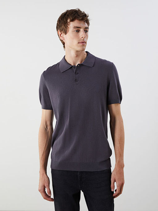 Polo Yaka K?sa Kollu Erkek Triko Kazak