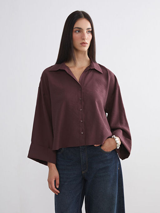 Oversize Modal Kar???ml? Kad?n G?mlek