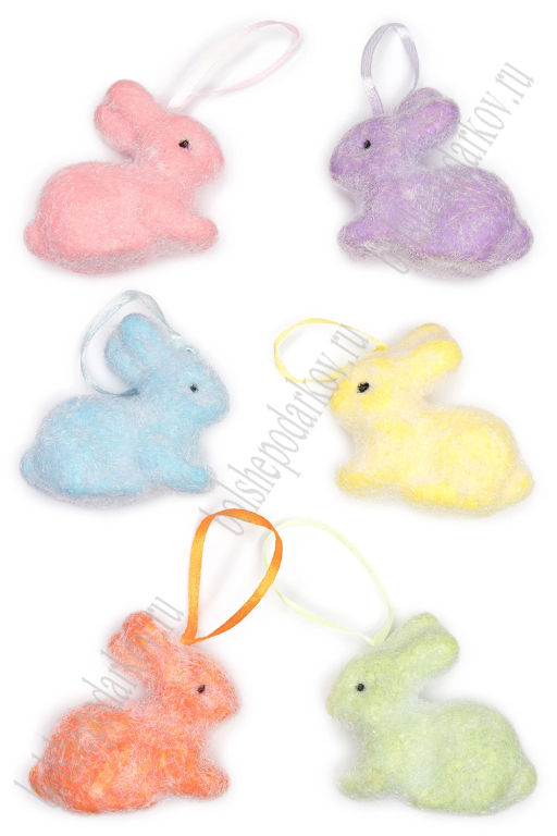 Пасхальный декор 6*6 см Зайчики (6 шт) SF-7195, №1