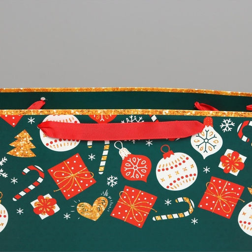 Пакет подарочный новогодний ламинированный Счастья в Новом году, M 30?26?9 см